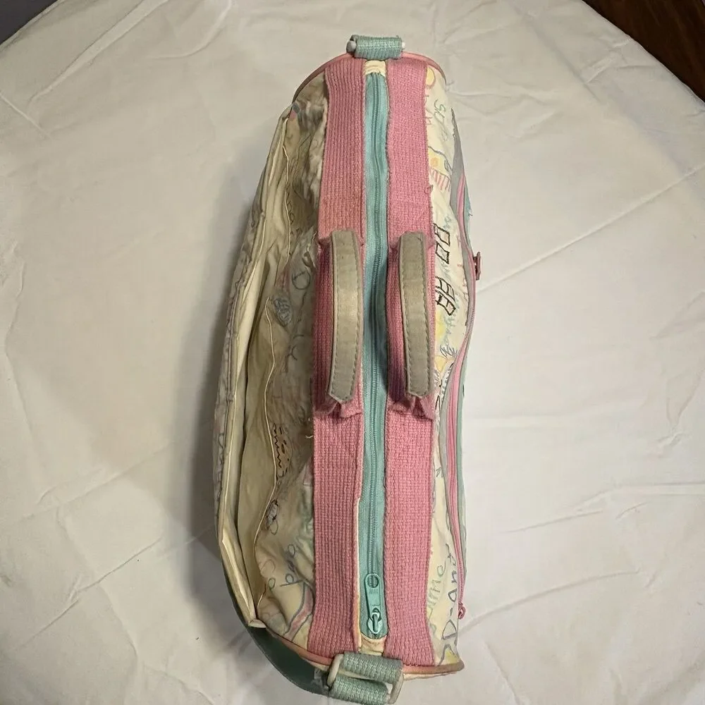 Vintage 90s Baby Boom Diaper Bag Zoo Animals Doodle Pink Blue Mommy Daddy